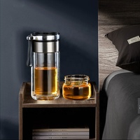 JM botol teh kaca Infuser Stainless Steel, botol air kaca Vacuum flask dinding ganda & termos