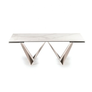 Mesa <span class=keywords><strong>de</strong></span> Comedor con patas <span class=keywords><strong>de</strong></span> Metal y mármol, mesa <span class=keywords><strong>de</strong></span> Comedor fina personalizada, venta al por mayor <span class=keywords><strong>de</strong></span> fábrica - Product Image 5