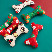 Jouet pour chien en forme d'os de Noël Zoyi, jouet interactif pour animaux de compagnie avec sifflet BB à l'intérieur, parfait pour les fêtes