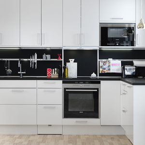Juego de Muebles de Cocina Modernos de Lujo con Acabado Melamina y Diseño Personalizado, con Grifo y <span class=keywords><strong>Bisagras</strong></span>, para Uso en Centros Comerciales - Product Image 1