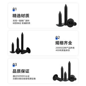 Tornillo Autorroscante de Cabeza Plana Grande, Endurecido, Negro, Tipo Cruz, Tipo Hongo, Clavo Zigong M - Product Image 4