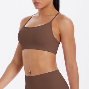 Soutien-gorge de sport croisé pour femme, col carré, dos nu, rembourré, soutien léger, pour yoga, pilates et entraînement, vente en gros - Product Image 1