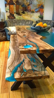 Table à manger en bois de noyer massif, fabrication directe d'usine de meubles pour la maison, table de cuisine en résine époxy, table de restaurant