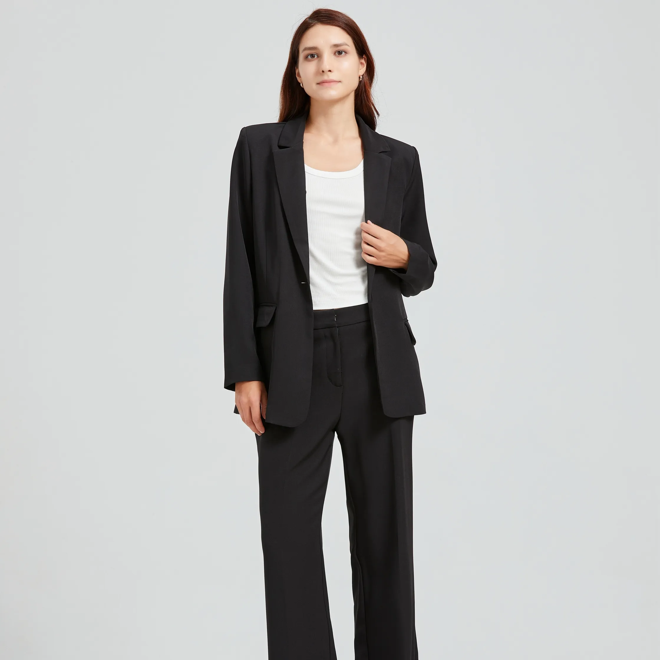 Modische Frauen zweiteiligen Anzug einfarbigen Anzug Set Business Office Wear Anzüge für Frauen