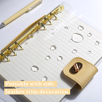 Carnet à feuilles mobiles en PVC transparent personnalisé avec boucle en cuir détachable, formats A5/A6, classeur de budget