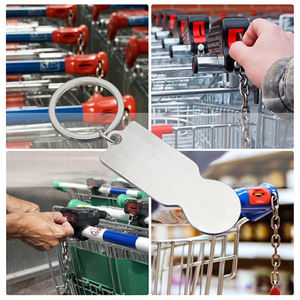 शॉपिंग कार्ट सिक्का कीचेन स्टेनलेस स्टील खाली सुपरमार्केट बढ़ावा लेजर लोगो यूरोपीय ट्रोली सिक्का कीचेन - Product Image 2