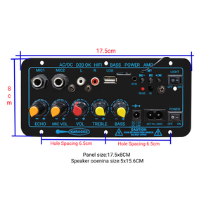 D20 cho Bluetooth đài phát thanh Receiver & khuếch đại với Dual <span class=keywords><strong>Mic</strong></span> đầu vào USB TF điều khiển từ xa duy nhất 50 Wát đầu ra cho DC12V/24V AC220V" - Product Image 4