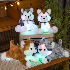 ตุ๊กตาหมาฮัสกี้เรืองแสงน่ารัก ของเล่นตุ๊กตาผ้าพลัฌ ไฟกลางคืน การ์ตูนอนิเมะ ของเล่นหมอนนุ่ม ของขวัญคริสต์มาส ขายส่ง - Product Image 1