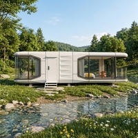 Capsule spatiale de 20 pieds, maison préfabriquée ignifuge, mini-pod mobile en acier pour glamping, idéal pour l'hébergement en hôtel ou station balnéaire en montagne
