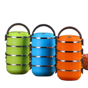 Boîte à lunch rectangulaire chauffable en cuivre de haute qualité, 4 couches, moderne, écologique, 1-3L, brillante, avec design détachable - Product Image 1