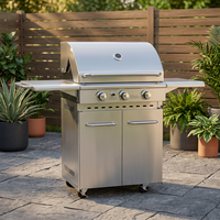 Barbecue à gaz 3 brûleurs 35000 BTU en acier inoxydable de haute qualité pour l'extérieur, avec grille de cuisson en fonte robuste, équipement spécial pour grillades maison