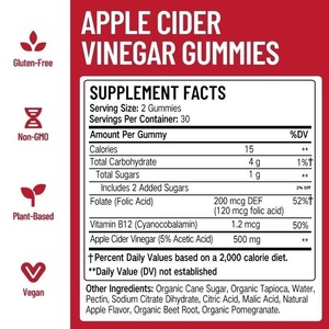 Supplément de vinaigre de cidre Oem Gummy Arnitine Organic Health Vegan Cidre for Weight Care - Product Image 5