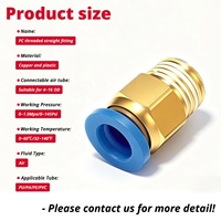 Raccords pneumatiques Gainnow série PC 1/8 1/4 3/8 1/2 M5/M6/M8/M16 BSPT, filetage bleu, mâle droit, laiton plaqué, à connexion rapide