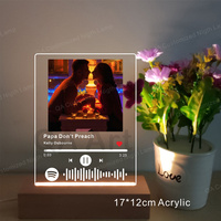 Support en bois, plaque acrylique avec code Spotify, photo de chanson, album musical, plaque personnalisée Spotify, lumière de nuit 3D personnalisée