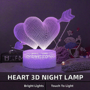 Heart 3D Night <strong>Light</strong> Crack Base Illusion Lamp Custom Room Decorative USB Touch Control LED <strong>Table</strong> Lamp Home Kids Gift Wholesale - Product Image 2