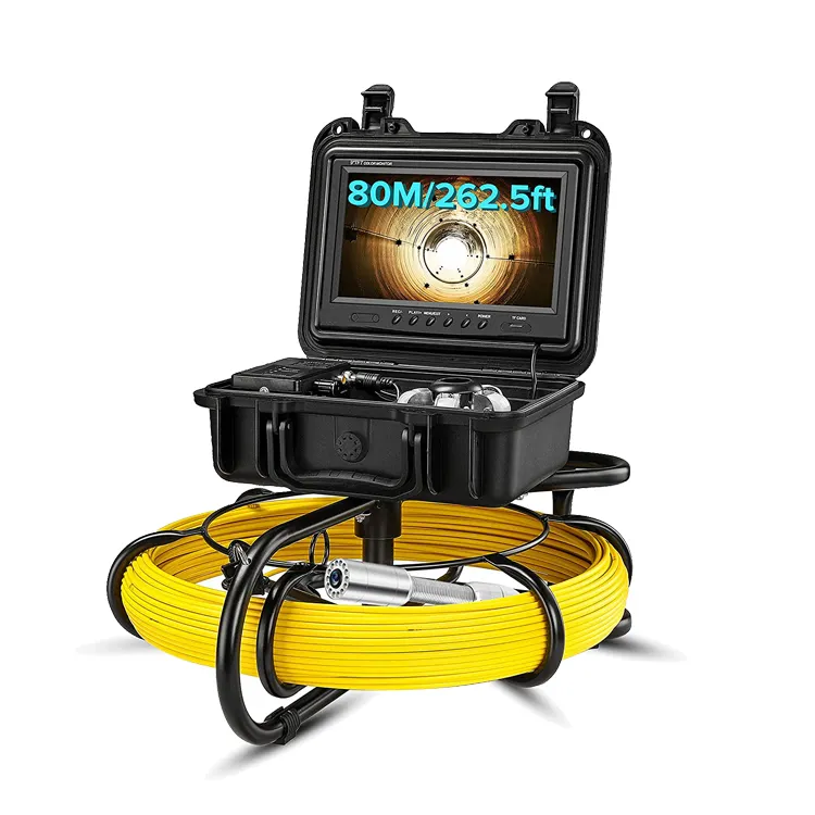 En popüler 9 inç TFT renkli monitör kablo kanalizasyon borusu endoskop muayene Video kamera sistemi DVR ile
