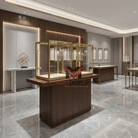 Vitrine de présentation haut de gamme avec plateau en verre, pour bijoux et montres, présentoir sur piédestal en bois, armoire de rangement, comptoir d'exposition pour sacs à main