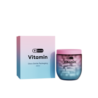 Pot large vide personnalisé pour capsules de soins capillaires 250 ml, gommes vitaminées, gommes beauté, soins de la peau, coffret cadeau avec flacon en verre