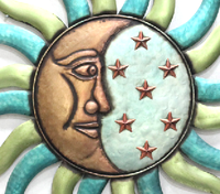 Ornement de salon soleil et étoile visage décoration fer métal tenture murale artisanat