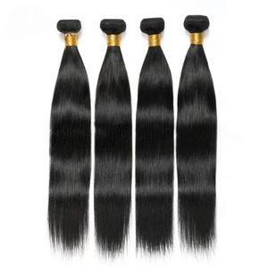 Lot de cheveux indiens 100% humains, double trame machine, cheveux vierges Remy, noir naturel, lisses, pour toupet, tissage de cheveux - Product Image 1