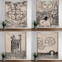 Gambar garis kartu Tarot seri gantungan dinding latar belakang kain disikat pendek mewah kualitas tinggi permadani persegi panjang