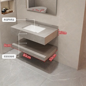 Moderno lavabo de cerámica de doble capa con estante superior e inferior, combinación de mueble de baño. - Product Image 6