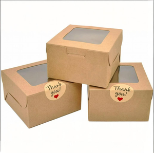 Petites boîtes en papier brun pour boulangerie, boîtes en papier pliables pour cadeaux, boîtes en papier pour aliments, pour petites pâtisseries, mini gâteaux, boîtes à friandises - Product Image 1