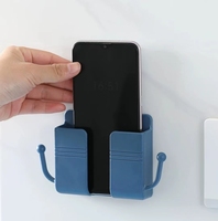 Rak Pengisi Daya Ponsel Multifungsi Tempel Dinding Tanpa Bor, Rak Penyimpanan Remote Control untuk Kamar Tidur, Samping Tempat Tidur, dan Kamar Mandi