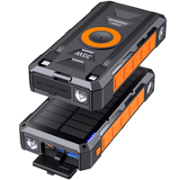 Batterie externe solaire portable étanche 20000 mAh, charge rapide 35W, chargeur sans fil 15W, 2 câbles intégrés avec boussole pour l'extérieur
