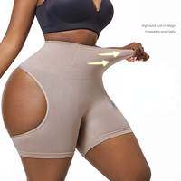 Shorty gainant amincissant pour femme, taille haute, effet ventre plat, rehausseur de fesses, avec ouverture aux fesses, grandes tailles