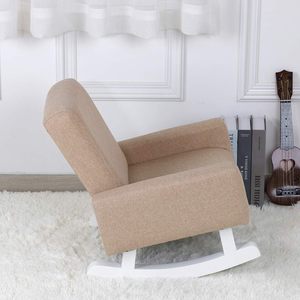 Yoonnie เก้าอี้โยกสำหรับเด็ก, เก้าอี้ไม้พับได้พร้อมโซฟาผ้าลินินสำหรับเด็กหัดเดิน - Product Image 3