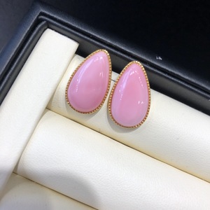 Boucles d'oreilles pendantes Wenchi pour femmes, en forme de goutte d'eau rose, 12x18mm, en coquille de conque naturelle avec bordure dorée, bijoux fantaisie mignons - Product Image 2