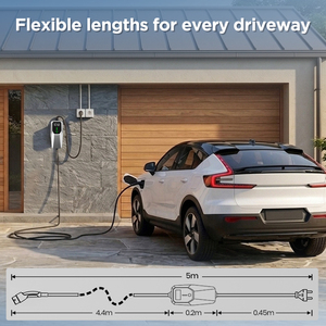 Chargeur EV Junsun Type 2 compatible avec la plupart des véhicules électriques et hybrides rechargeables Type 2, chargeur portable rapide 11 kW, boîtier de charge intelligent, 16 A, prise CEE 4 m - Product Image 5
