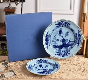 Assiettes en porcelaine florales rétro européennes de luxe, lot de 2, bleu et or vintage, vaisselle en céramique, coffret cadeau pour mariage - Product Image 4