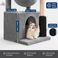 Arbre à chat de luxe multi-niveaux en peluche, personnalisé OEM, avec brosse auto-toillettante, poteau, hamac et niche, vente en gros directe usine