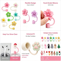 Capuchon de paille en silicone motif fleur pour gobelet Stanley – Accessoire anti-poussière réutilisable pour protéger les pailles