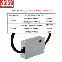 Controlador LED de Corriente Constante 3 en 1 con Atenuación MEAN WELL XLG-25-AB, 88% de Eficiencia, IP67 Impermeable, DC 25W, Ajustable de 22-54VDC