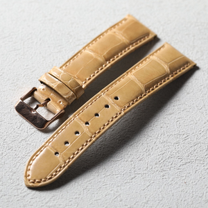 <span class=keywords><strong>Correa</strong></span> de Reloj de Cuero Genuino Hecha a Mano de 20MM con Patrón de Bambú, <span class=keywords><strong>Correa</strong></span> de Reloj de Cuero de Cocodrilo Americano de Primera Calidad para Hombre - Product Image 5