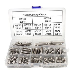 Kit vite a testa esagonale SS304 M5 Set assortimento <span class=keywords><strong>Hardware</strong></span> di fissaggio con finitura semplice Set di assortimento di ferramenta - Product Image 1