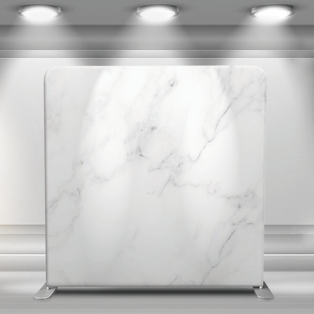 Fast Setup Customized Full Color White Marble Pillow Cover Backdrop Portable Tension Fabric Photography Banner Stand Pillowcase Backdrop for Event
