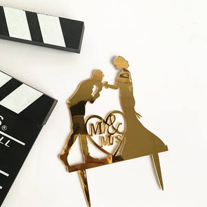 Decorazioni per feste di nozze all'ingrosso decorazioni per torte di coppie spostate oro nero Mr. mrs acrilico cake toppers - Product Image 6