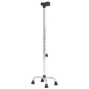 Canne à quatre pieds en acier inoxydable, hauteur réglable sur 9 niveaux, pour personnes âgées, aide à la marche - Product Image 1