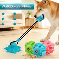 Jouet multifonctionnel pour chien avec ventouse, corde à tirer, balle distributrice de friandises, jouet interactif en caoutchouc pour le nettoyage des dents