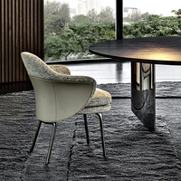 Chaise de salle à manger en coton et lin, design nordique, luxe léger, pour maison, bureau, petit appartement, usage commercial, avec structure métallique