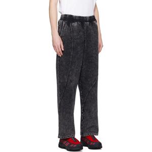 Pantalon de jogging streetwear personnalisé pour homme, en coton molletonné épais, délavé à l'acide, à empiècements, coupe ample et jambe large - Product Image 3