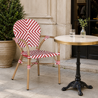 Chaise de bistrot française moderne en rotin PE tressé, chaise de salle à manger d'extérieur, structure en alliage d'aluminium, mobilier de restaurant et de café