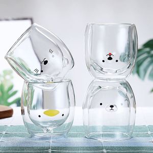 Mug à double paroi en verre avec poignée, motif ours mignon, pour thé, lait, café, expresso, bière de Noël - Product Image 5
