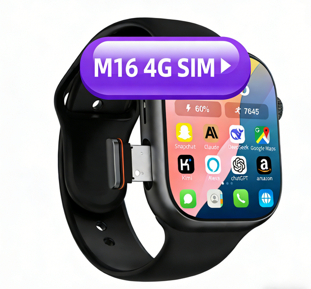 2026 New M16 4G Video Call Smart Watch, IP68 Waterproof Fitness Tracker with Heart Rate Monitor & Social Apps