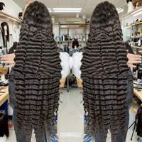 Perruque Deep Wave en cheveux humains, Lace Front, raie au milieu, pré-épilée, baby hair, coupe dégradée, ligne de cheveux naturelle, pour femmes noires, longue, sans frisottis