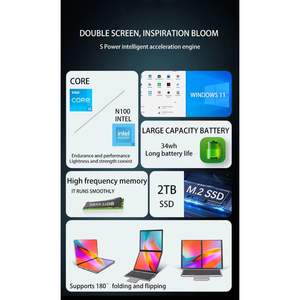 Tablet PC 2-in-1 con Doppio Schermo Intel N100 10.95 Pollici IPS Win 11 Office WiFi Laptop Personale per Casa Touch Screen 8GB/16GB/32GB RAM - Product Image 3